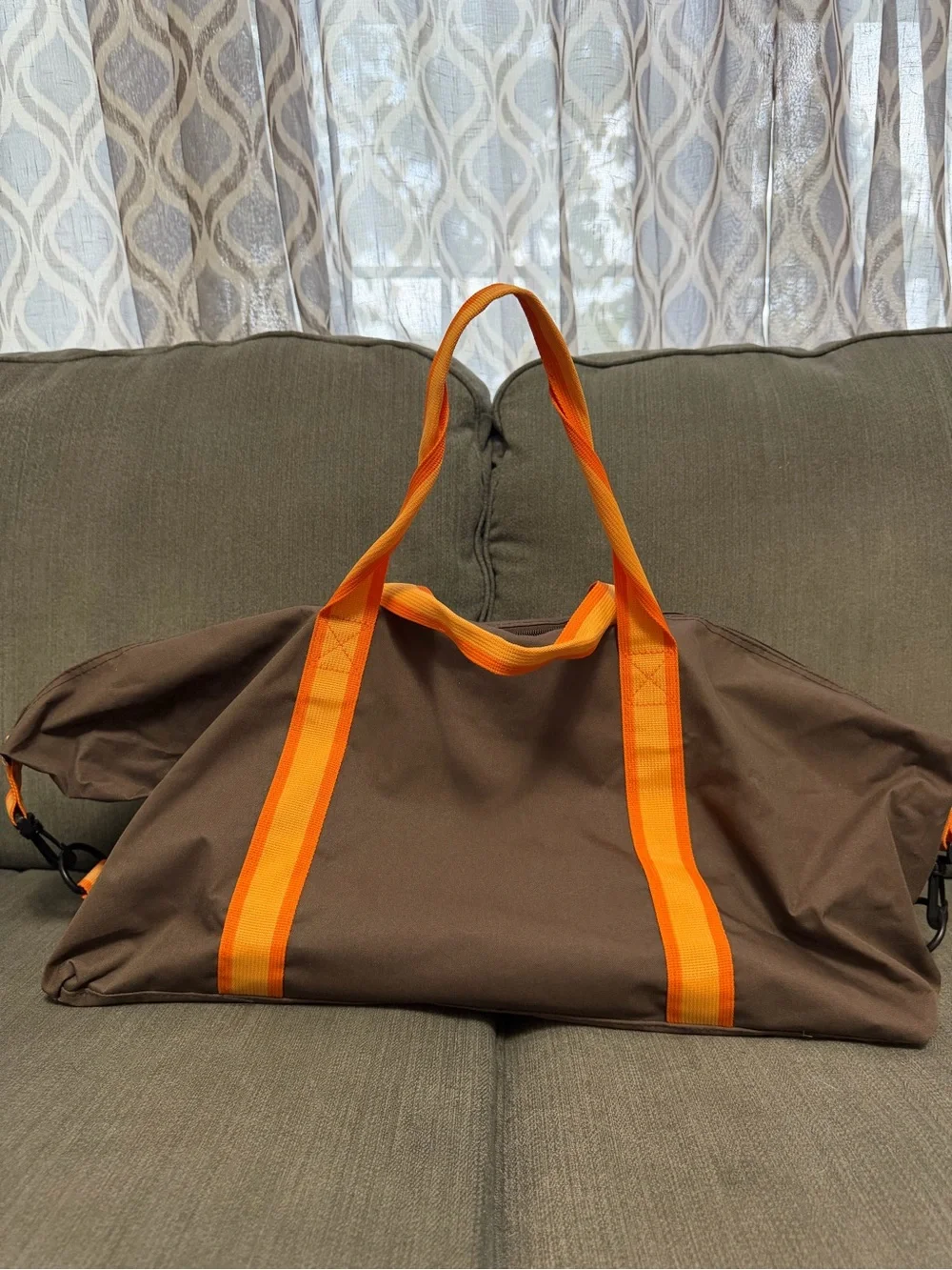 Tommy Bahama 20” Duffel Bag Brown Orange Weekender Travel Shoulder Strap